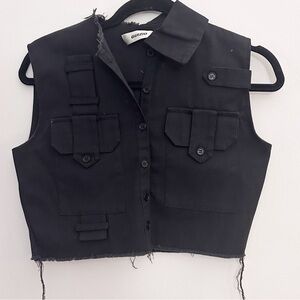 Guizio Utility Vest Cotton Black‎ size small